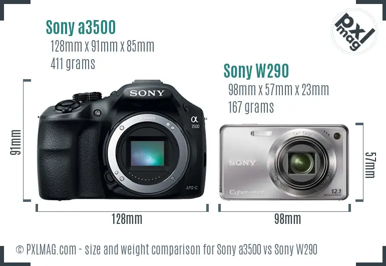 Sony a3500 vs Sony W290 size comparison Sony a3500 vs Sony W290 size comparison