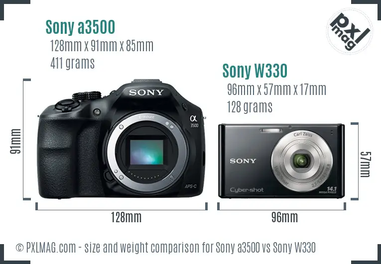 Sony a3500 vs Sony W330 size comparison