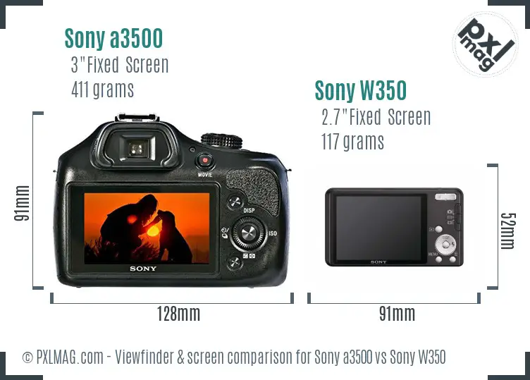 Sony a3500 vs Sony W350 Screen and Viewfinder comparison