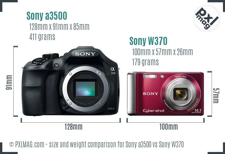 Sony a3500 vs Sony W370 size comparison