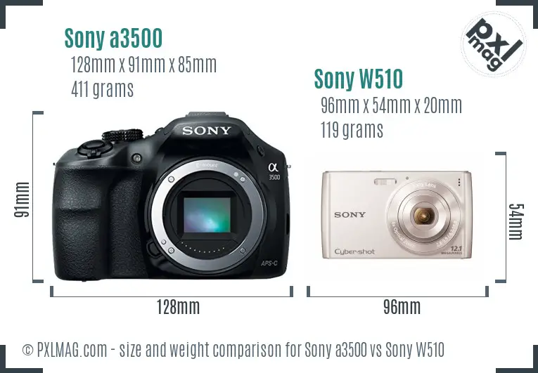 Sony a3500 vs Sony W510 size comparison