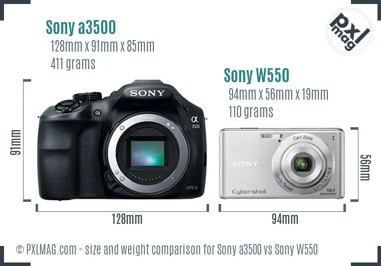 Sony a3500 vs Sony W550 size comparison