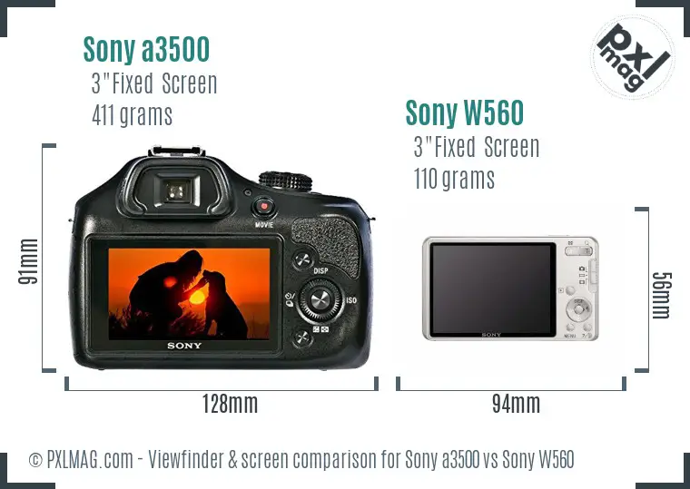 Sony a3500 vs Sony W560 Screen and Viewfinder comparison