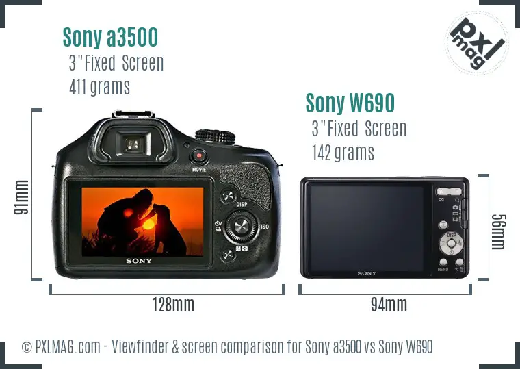Sony a3500 vs Sony W690 Screen and Viewfinder comparison