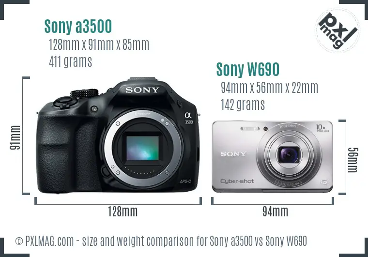 Sony a3500 vs Sony W690 size comparison