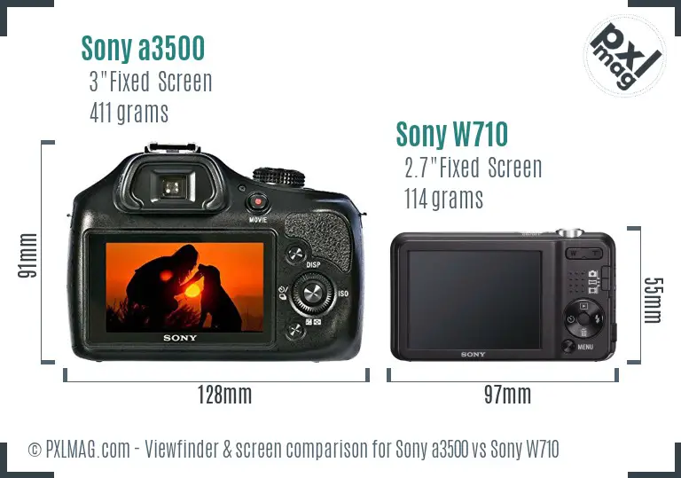 Sony a3500 vs Sony W710 Screen and Viewfinder comparison