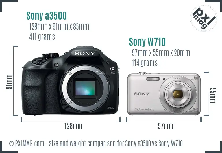 Sony a3500 vs Sony W710 size comparison