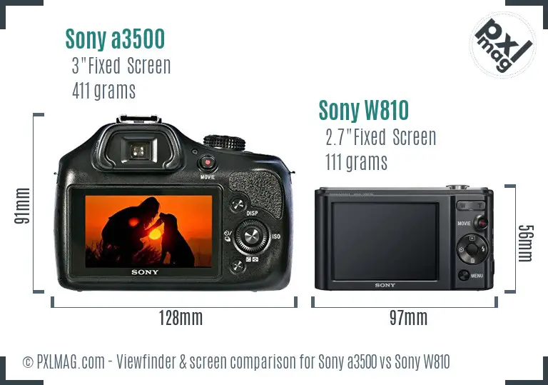 Sony a3500 vs Sony W810 Screen and Viewfinder comparison