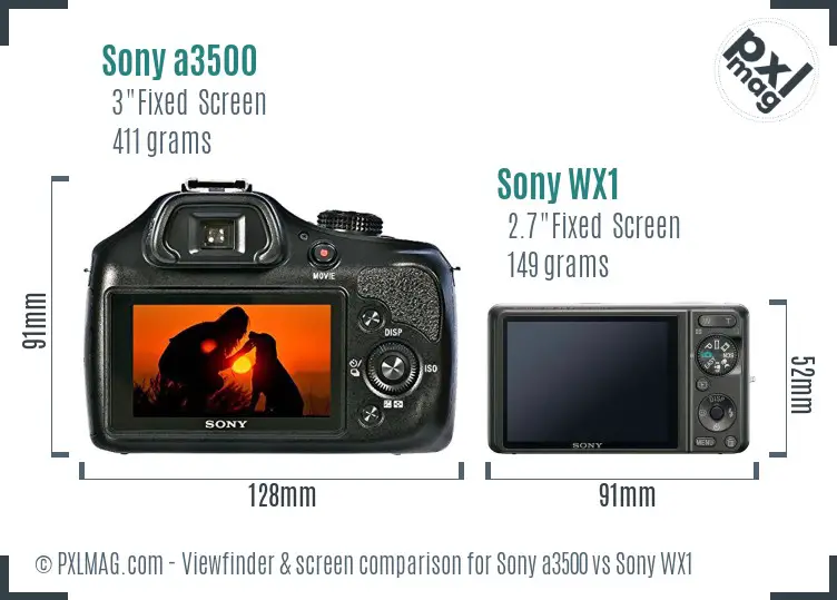 Sony a3500 vs Sony WX1 Screen and Viewfinder comparison
