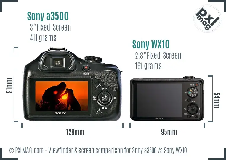 Sony a3500 vs Sony WX10 Screen and Viewfinder comparison Sony a3500 vs Sony WX10 Screen and Viewfinder comparison