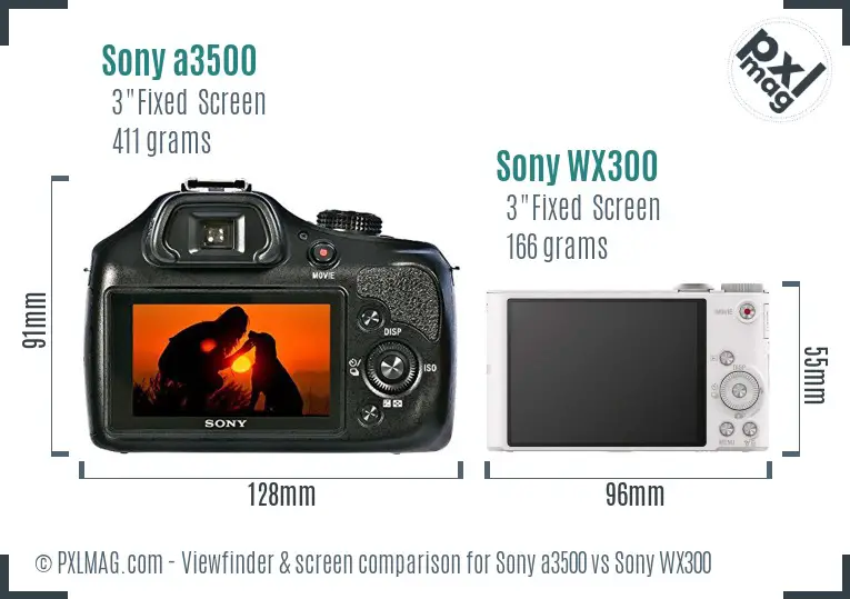 Sony a3500 vs Sony WX300 Screen and Viewfinder comparison