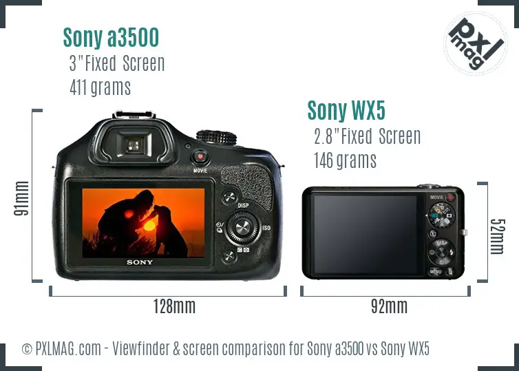 Sony a3500 vs Sony WX5 Screen and Viewfinder comparison