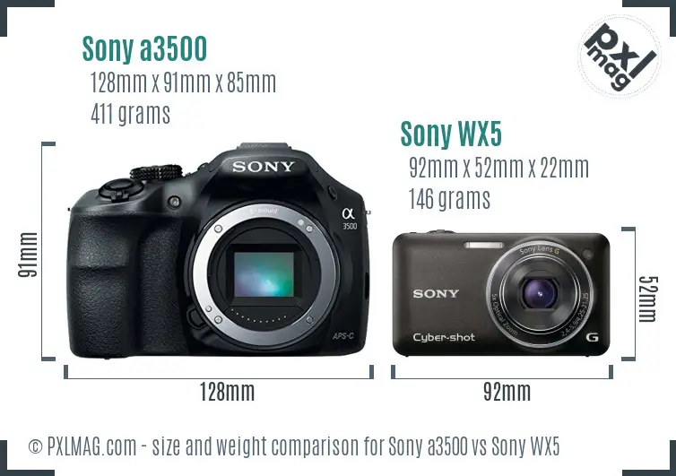 Sony a3500 vs Sony WX5 size comparison