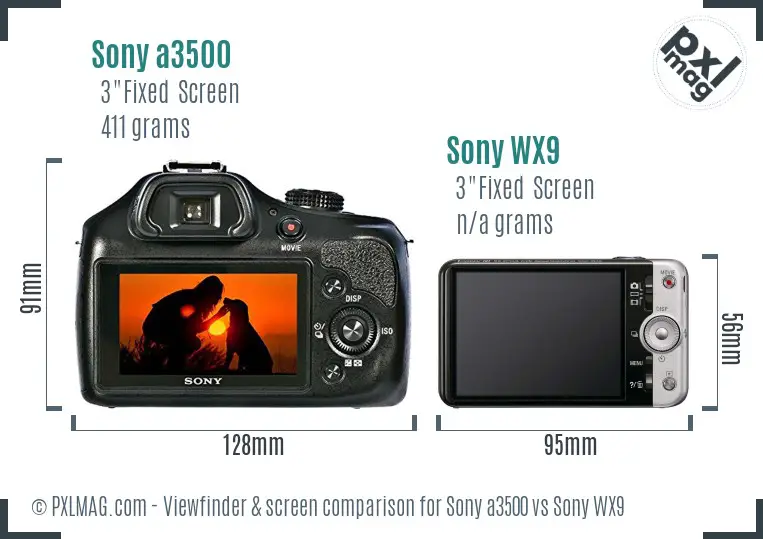 Sony a3500 vs Sony WX9 Screen and Viewfinder comparison