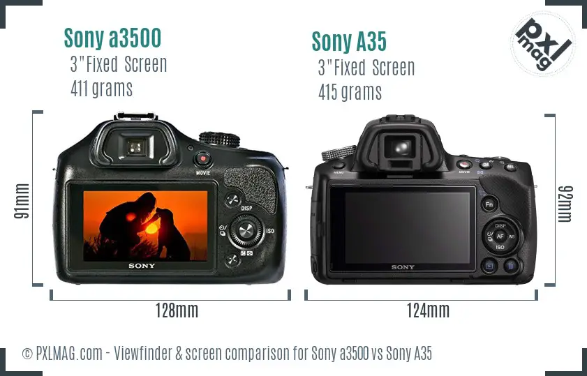 Sony a3500 vs Sony A35 Screen and Viewfinder comparison