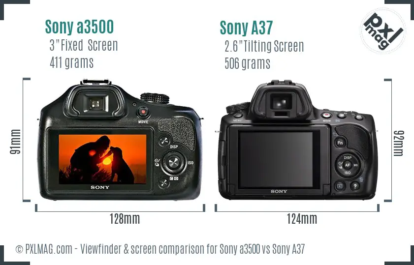 Sony a3500 vs Sony A37 Screen and Viewfinder comparison