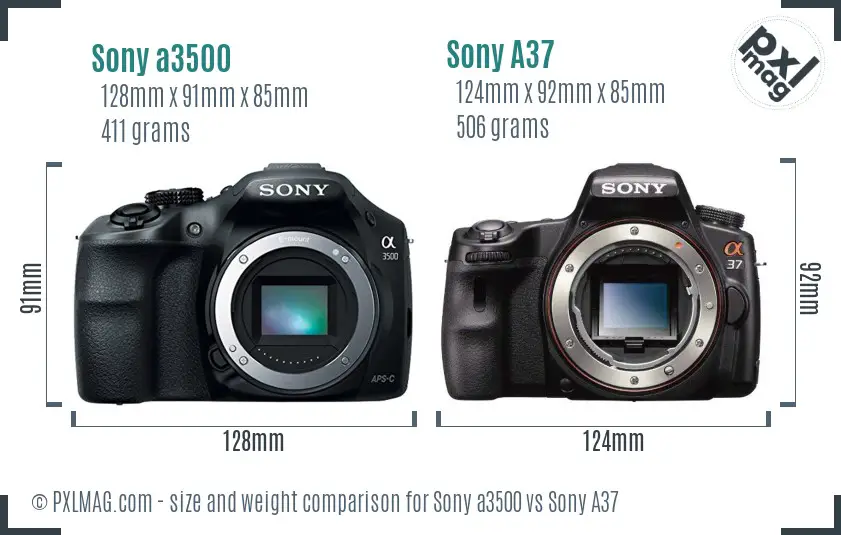 Sony a3500 vs Sony A37 size comparison