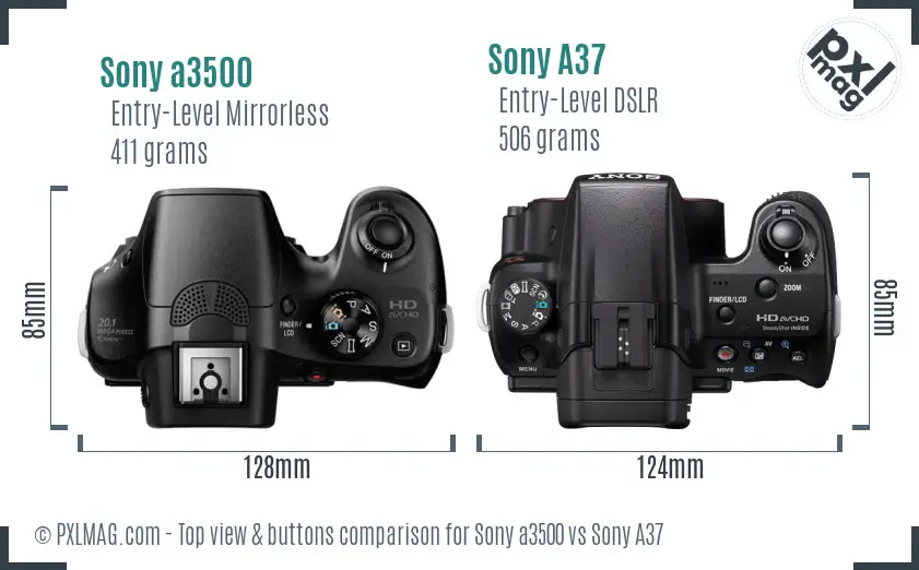 Sony a3500 vs Sony A37 top view buttons comparison