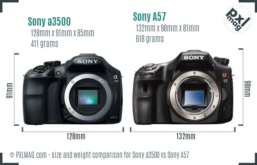 Sony a3500 vs Sony A57 size comparison