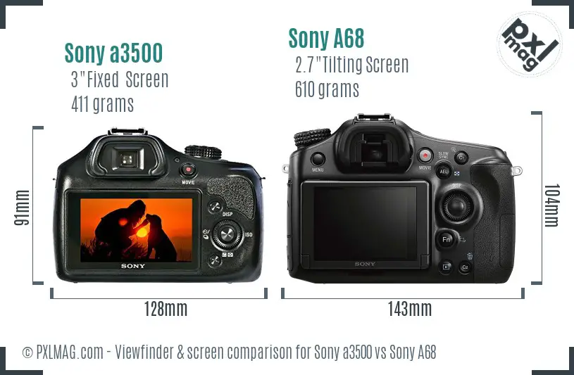 Sony a3500 vs Sony A68 Screen and Viewfinder comparison Sony a3500 vs Sony A68 Screen and Viewfinder comparison
