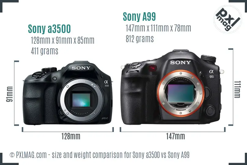 Sony a3500 vs Sony A99 size comparison