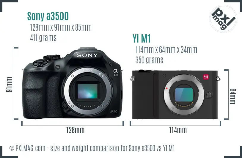 Sony a3500 vs YI M1 size comparison