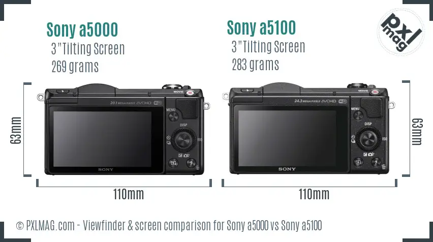 Sony a5000 vs Sony a5100 Screen and Viewfinder comparison