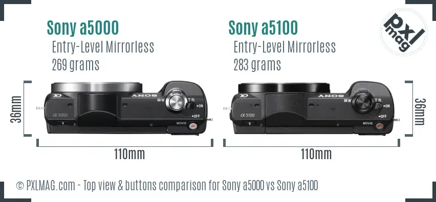 Sony a5000 vs Sony a5100 top view buttons comparison