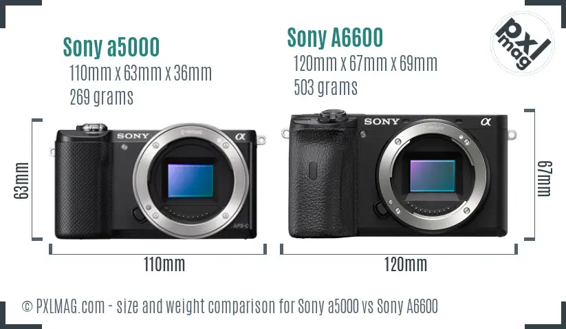 Sony a5000 vs Sony A6600 size comparison