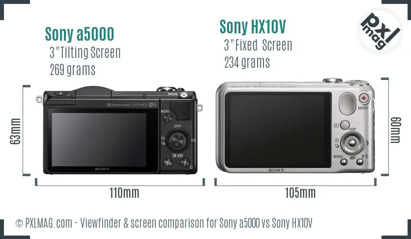 Sony a5000 vs Sony HX10V Screen and Viewfinder comparison Sony a5000 vs Sony HX10V Screen and Viewfinder comparison