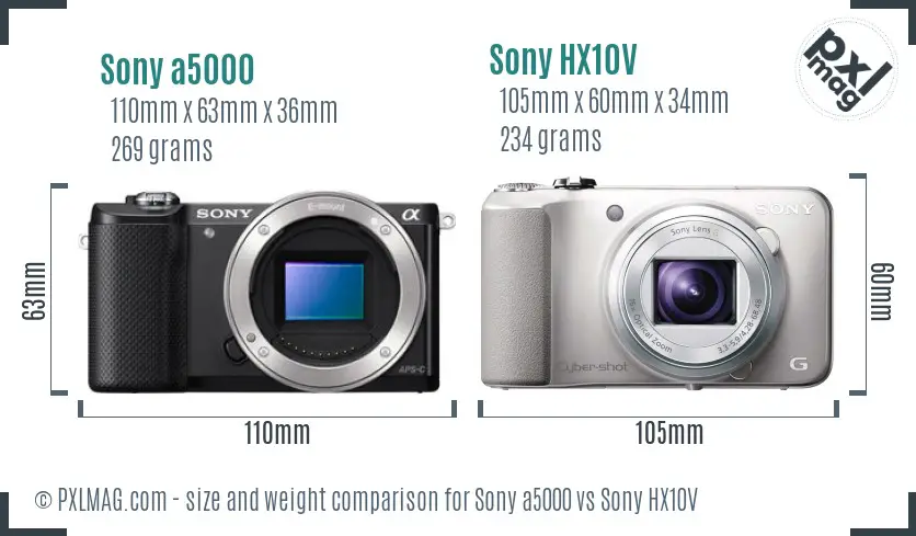 Sony a5000 vs Sony HX10V size comparison Sony a5000 vs Sony HX10V size comparison