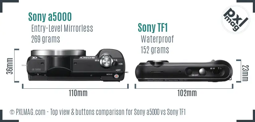 Sony a5000 vs Sony TF1 top view buttons comparison