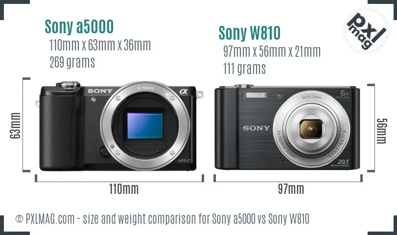 Sony a5000 vs Sony W810 size comparison Sony a5000 vs Sony W810 size comparison