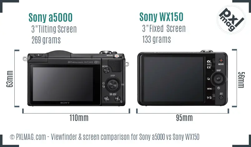 Sony a5000 vs Sony WX150 Screen and Viewfinder comparison Sony a5000 vs Sony WX150 Screen and Viewfinder comparison