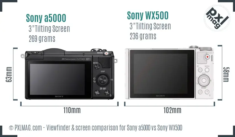 Sony a5000 vs Sony WX500 Screen and Viewfinder comparison Sony a5000 vs Sony WX500 Screen and Viewfinder comparison