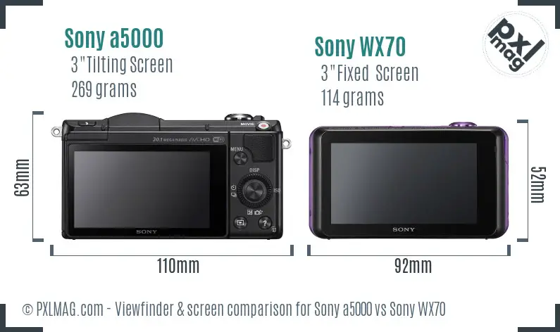 Sony a5000 vs Sony WX70 Screen and Viewfinder comparison Sony a5000 vs Sony WX70 Screen and Viewfinder comparison
