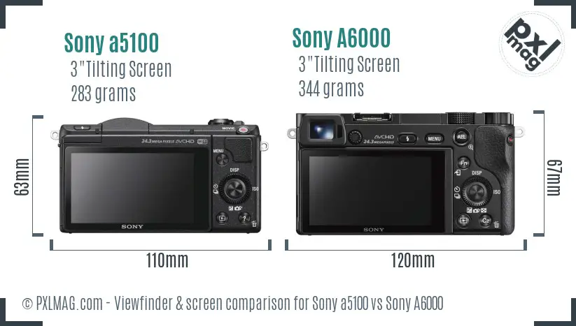 Sony a5100 vs Sony A6000 Screen and Viewfinder comparison
