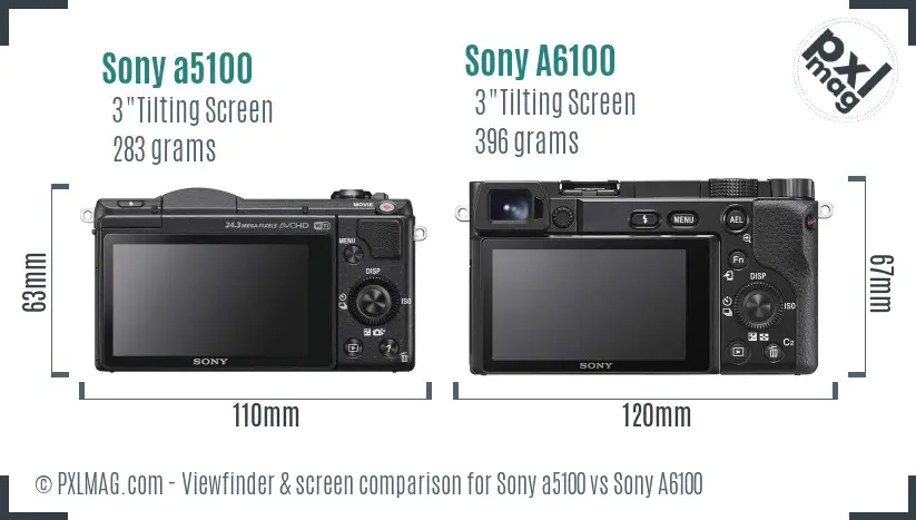 Sony a5100 vs Sony A6100 Screen and Viewfinder comparison