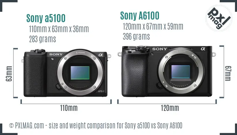 Sony a5100 vs Sony A6100 size comparison