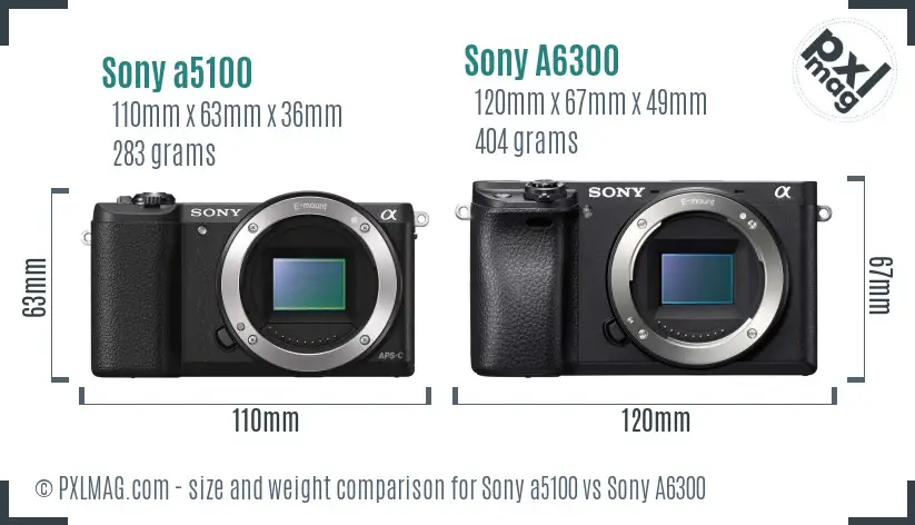 Sony a5100 vs Sony A6300 size comparison