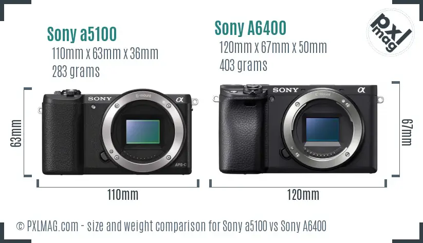 Sony a5100 vs Sony A6400 size comparison