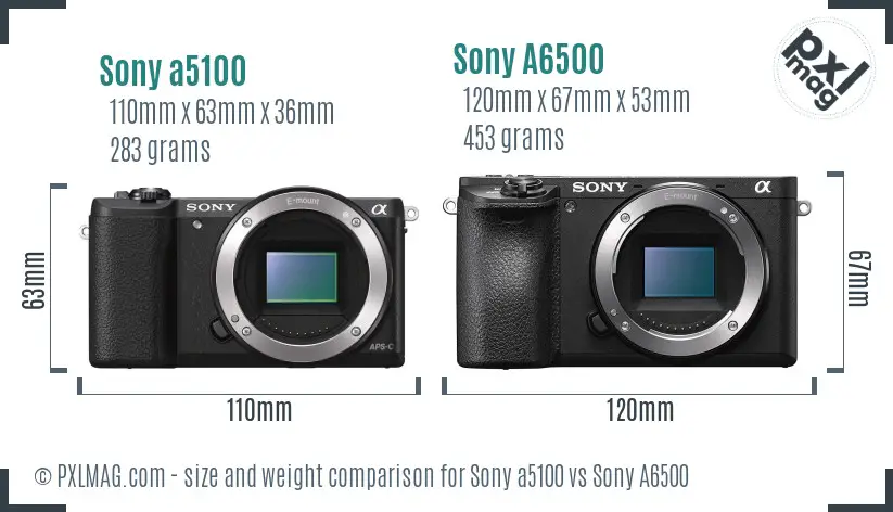 Sony a5100 vs Sony A6500 size comparison