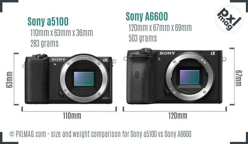 Sony a5100 vs Sony A6600 size comparison