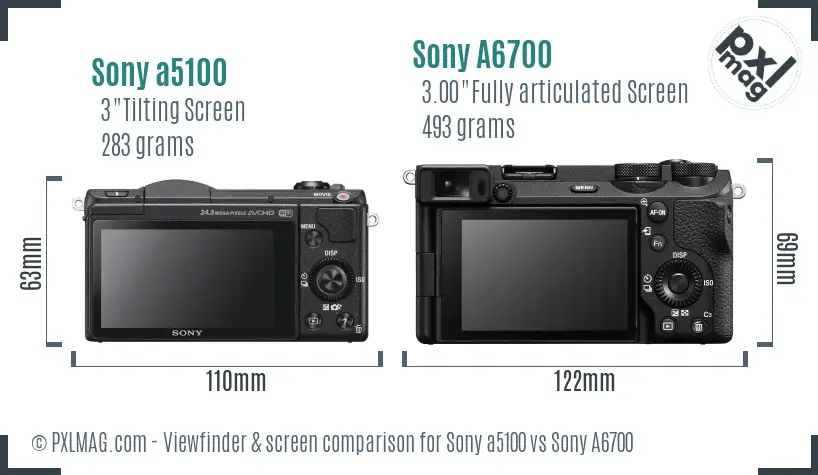 Sony a5100 vs Sony A6700 Screen and Viewfinder comparison