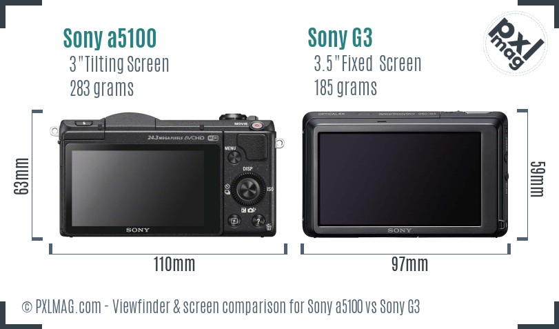 Sony a5100 vs Sony G3 Screen and Viewfinder comparison