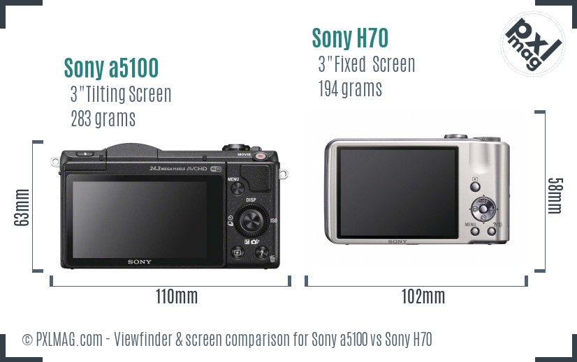 Sony a5100 vs Sony H70 Screen and Viewfinder comparison