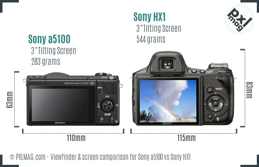 Sony a5100 vs Sony HX1 Screen and Viewfinder comparison Sony a5100 vs Sony HX1 Screen and Viewfinder comparison