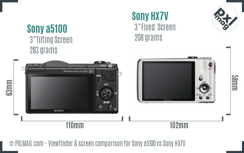 Sony a5100 vs Sony HX7V Screen and Viewfinder comparison