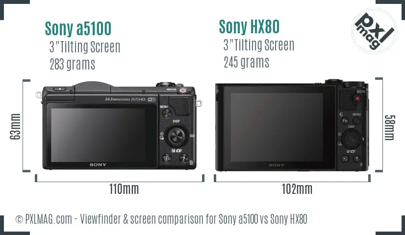 Sony a5100 vs Sony HX80 Screen and Viewfinder comparison