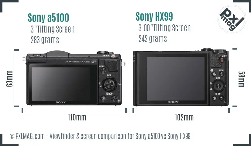 Sony a5100 vs Sony HX99 Screen and Viewfinder comparison